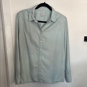 Chico's Blue Button Down Shirt Lightweight Top
